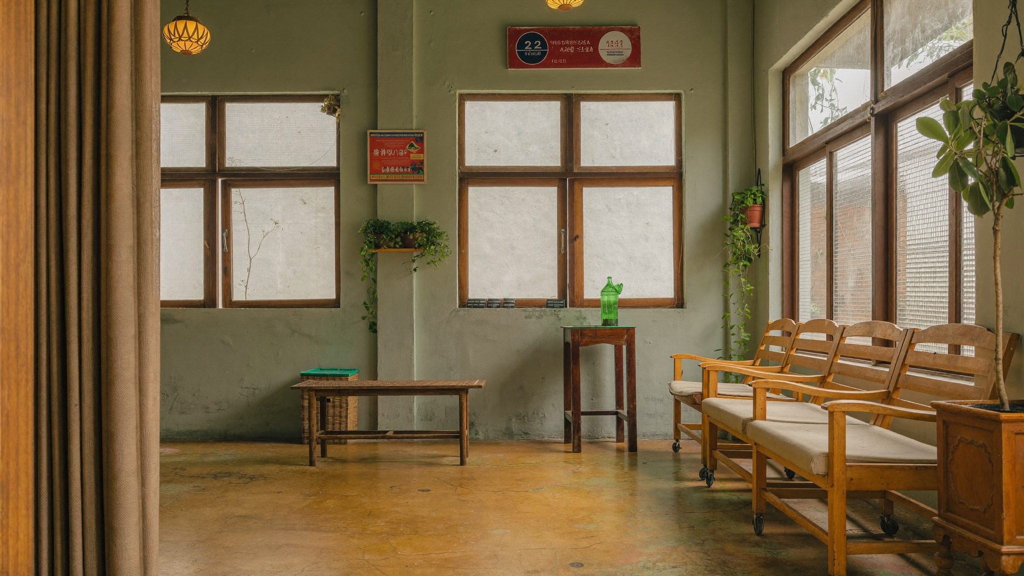 Interior klinik Warasan Keluarga dengan cahaya alami yang hangat